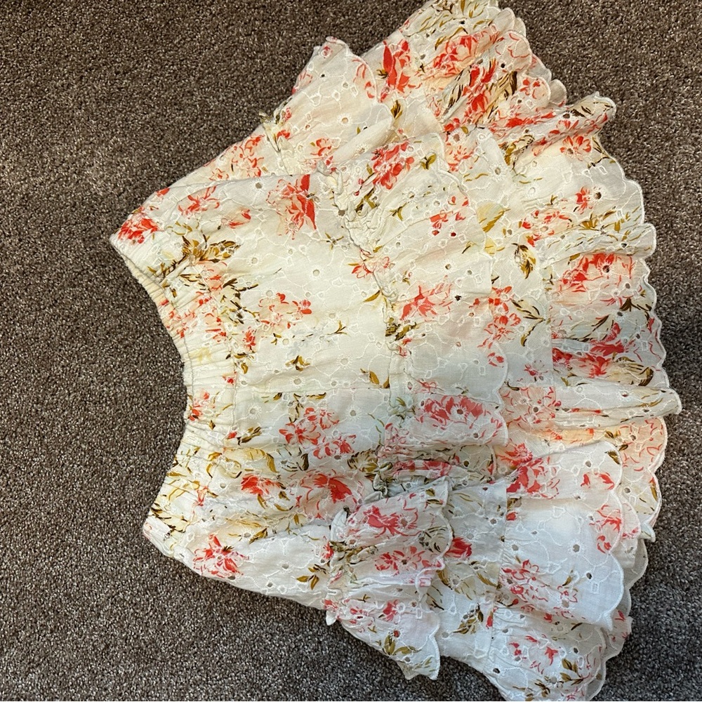 American Eagle Floral Skirt with Lace Detail